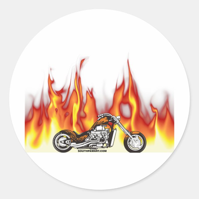 Motorcycle Fire Classic Round Sticker (Front)