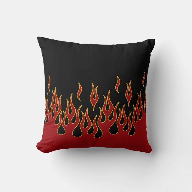 Motorcycle Flames Red Yellow and Black Cushion (Front)