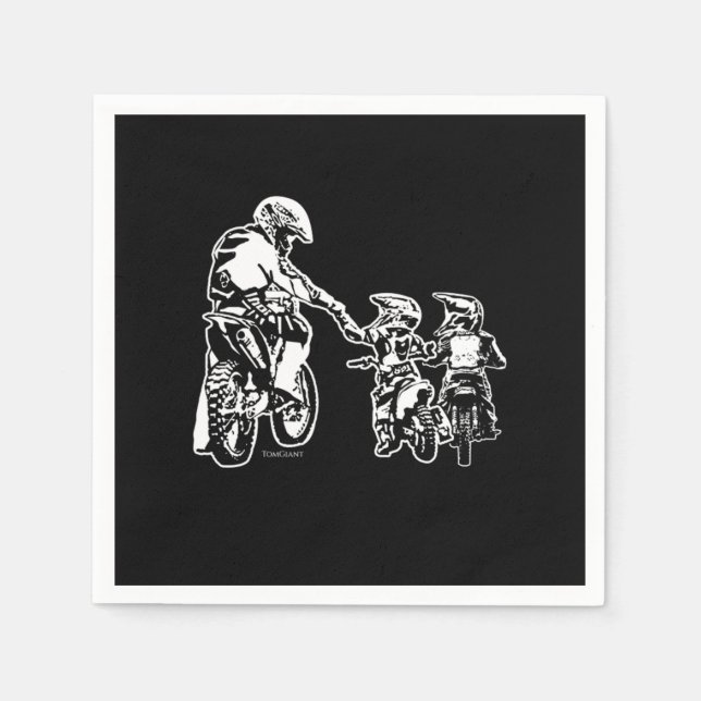 Motorcycle FMX Motocross Biker Dad And Kids Dirt B Napkin (Front)
