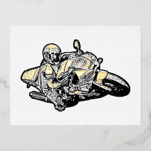 Motorcycle   foil holiday postcard