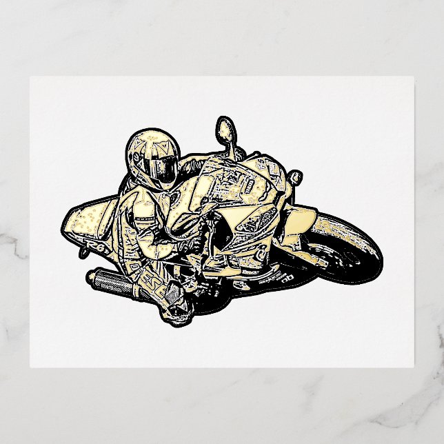 Motorcycle   foil holiday postcard (Front)
