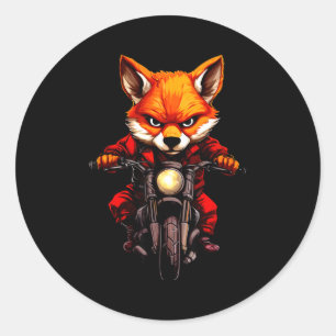 Motorcycle Foxes  Classic Round Sticker