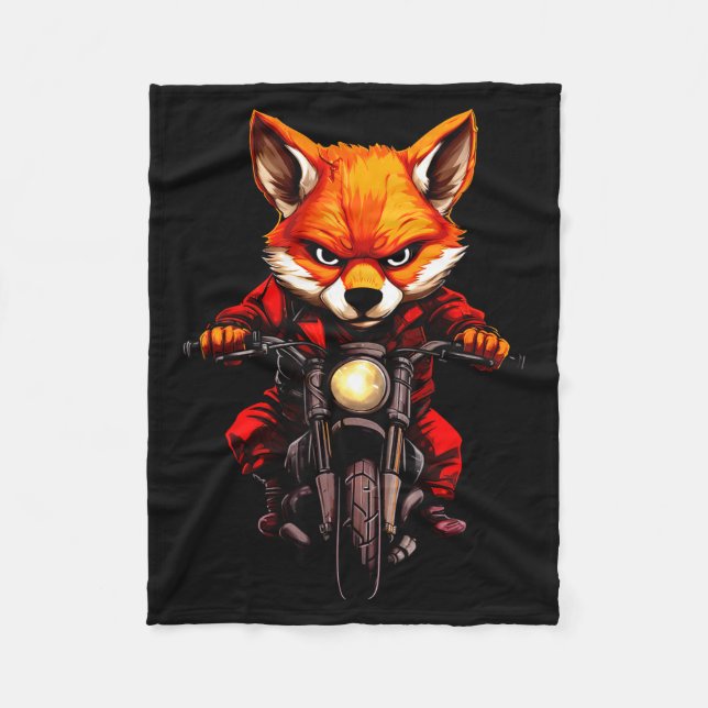 Motorcycle Foxes  Fleece Blanket (Front)