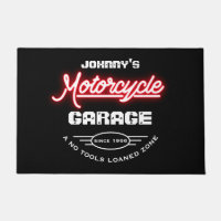 Motorcycle Garage Any Name Red Neon Effect Slogan