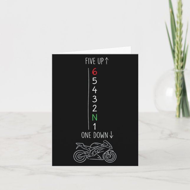 Motorcycle Gear Shift One Down Five Up Biker Card (Front)