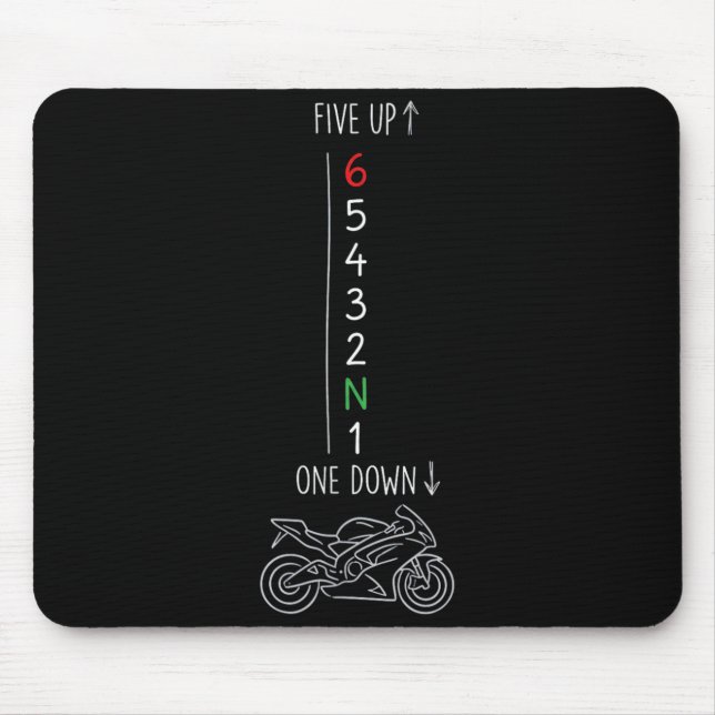 Motorcycle Gear Shift One Down Five Up Biker Mouse Mat (Front)