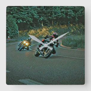 Motorcycle gift square wall clock