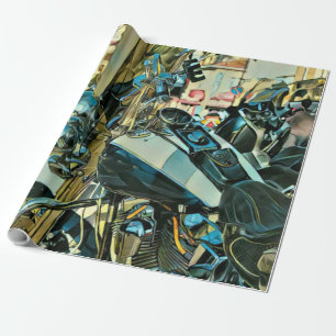 Motorcycle gift wrapping paper