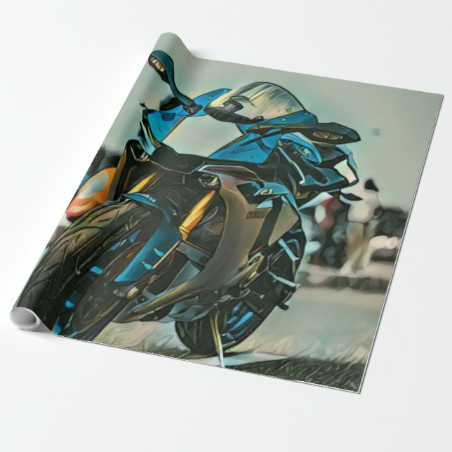 motorcycle gifts for him wrapping paper (Unrolled)