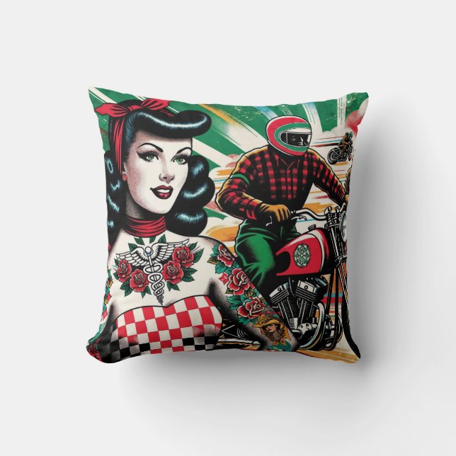 Motorcycle Girl Cushion (Front)
