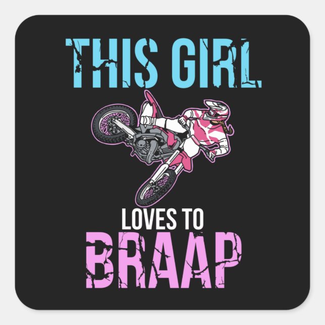 Motorcycle Girls Dirt Bike Women Motocross Braap Square Sticker (Front)