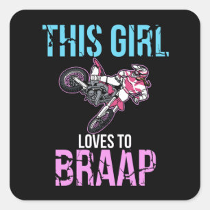 Motorcycle Girls Dirt Bike Women Motocross Braap Square Sticker