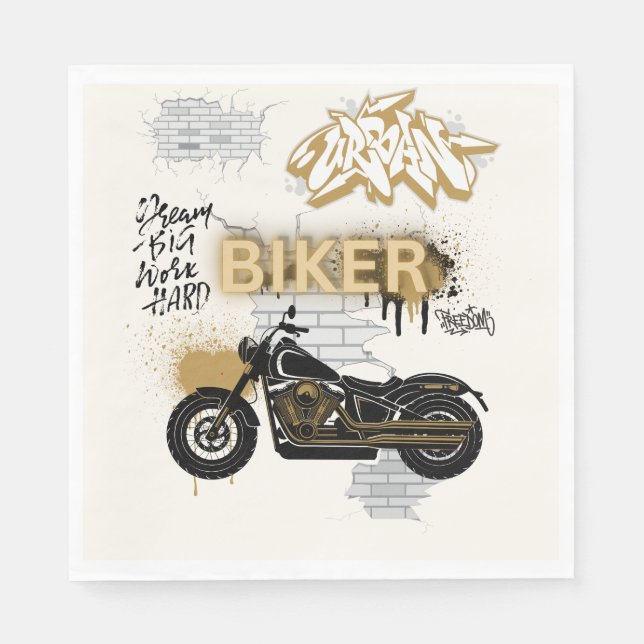 Motorcycle gold and cream Paper  Napkin (Front)