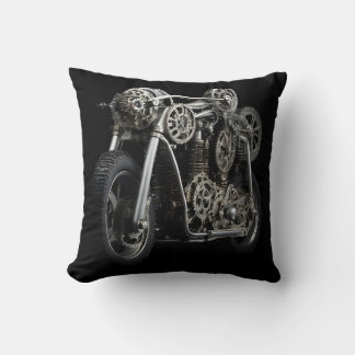 Motorcycle graphic black pillow