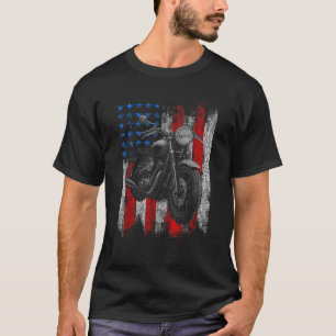 Motorcycle Graphic Men s Biker American Flag  T-Shirt