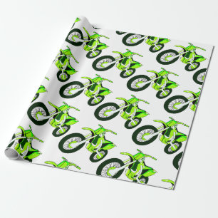 Motorcycle Green Wrapping Paper Dirt bike 🚲