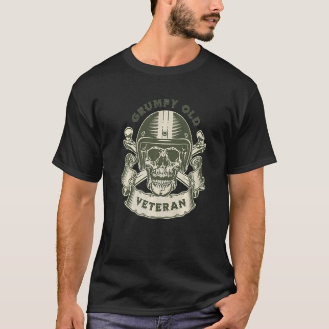MOTORCYCLE GRUMPY OLD VETERAN  Retirement T-Shirt (Front)