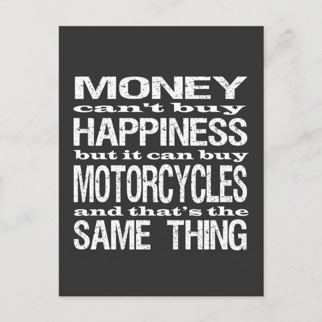 Motorcycle Happiness Quote Postcard (Front)