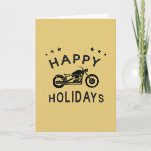 Motorcycle Happy Holidays Retro Card