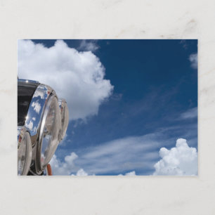 motorcycle headlights sky background postcard