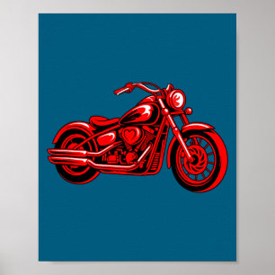 Motorcycle Heart Biker Valentines Day Rider Couple Poster