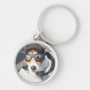 Motorcycle Hog Dog Born To Ride Russell Terrier Key Ring