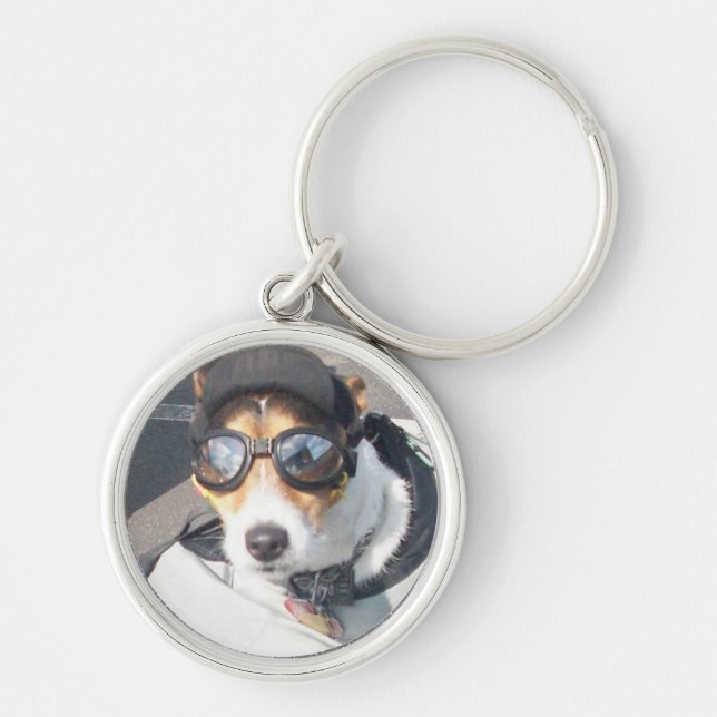 Motorcycle Hog Dog Born To Ride Russell Terrier Key Ring (Front)