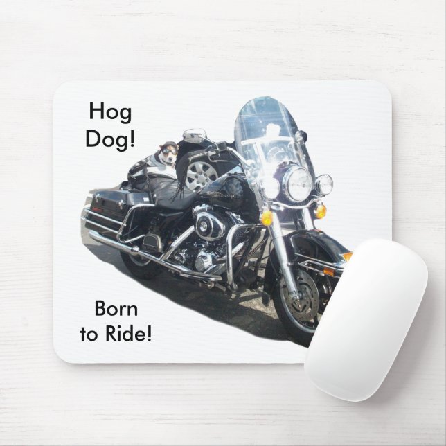 Motorcycle Hog Dog Born To Ride Russell Terrier Mouse Mat (With Mouse)