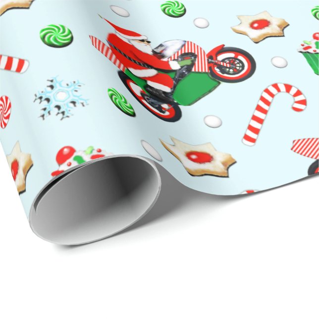 Motorcycle Holiday Gifts Wrapping Paper (Roll Corner)