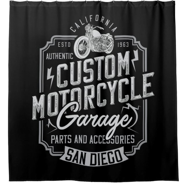 Motorcycle Home Decor Shower Curtain (Front)