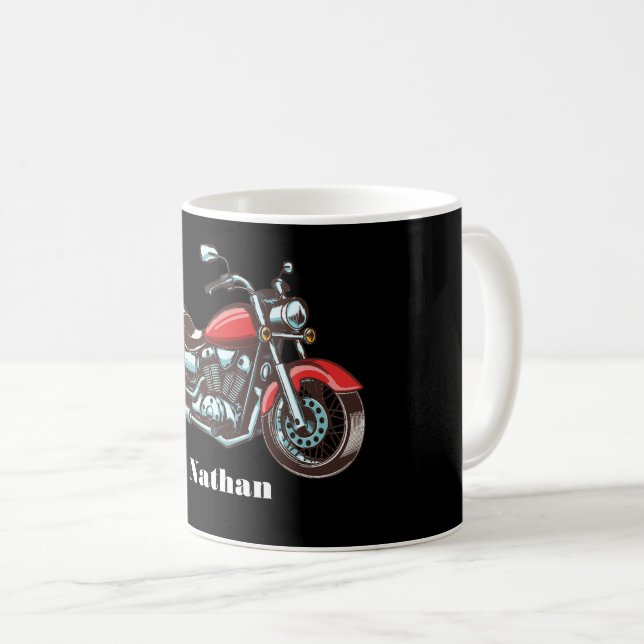 Motorcycle Illustration Personalised Coffee Mug (Front Right)