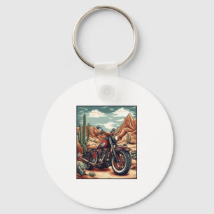 Motorcycle in Desert Cactus Western Set (4) Key Ring