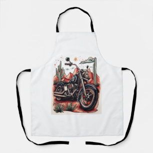 Motorcycle in Desert Cactus Western Set Apron