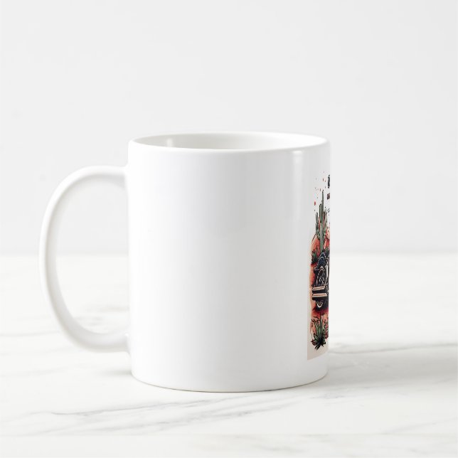 Motorcycle in Desert Cactus Western Set Coffee Mug (Left)