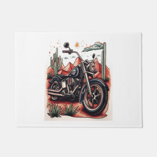 Motorcycle in Desert Cactus Western Set Doormat