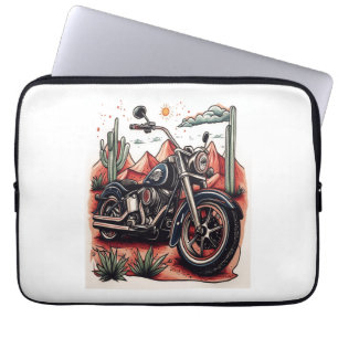 Motorcycle in Desert Cactus Western Set Laptop Sleeve