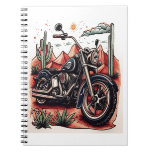 Motorcycle in Desert Cactus Western Set Notebook