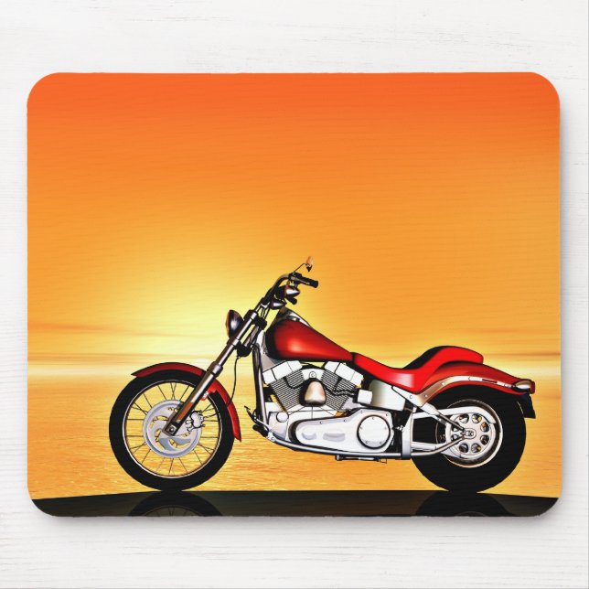 Motorcycle in the sunset mouse mat (Front)