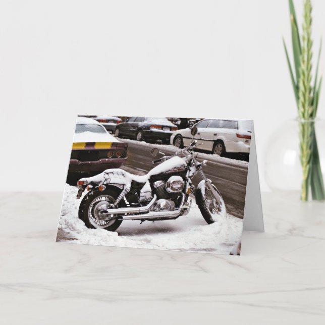 'Motorcycle in Winter' Holiday Card - Season's (Front)