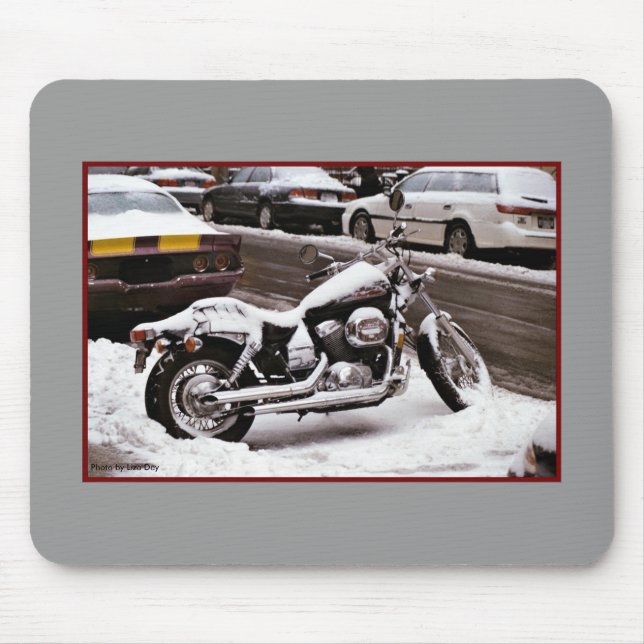 'Motorcycle in Winter' Mousepad (Front)