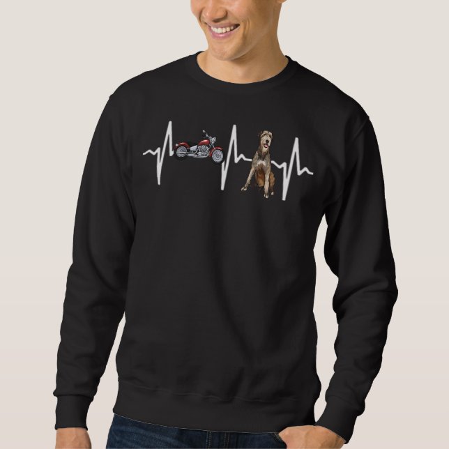 Motorcycle Irish Wolfhound Heartbeat Dog Sweatshirt (Front)