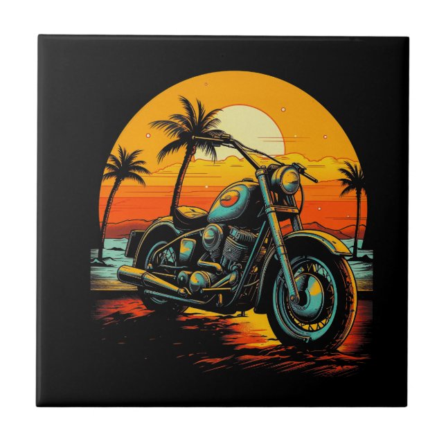 motorcycle-is-parked-beach-with-palm-trees tile (Front)