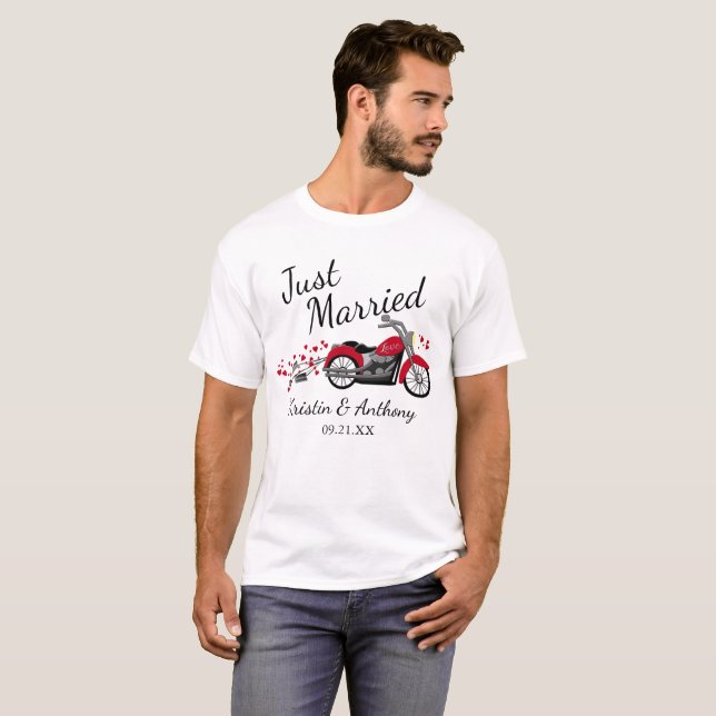 Motorcycle Just Married T-Shirt (Front Full)