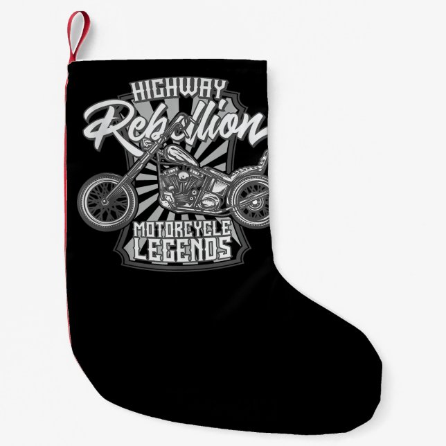Motorcycle Legends On The Highway Art Gift Small Christmas Stocking (Front)