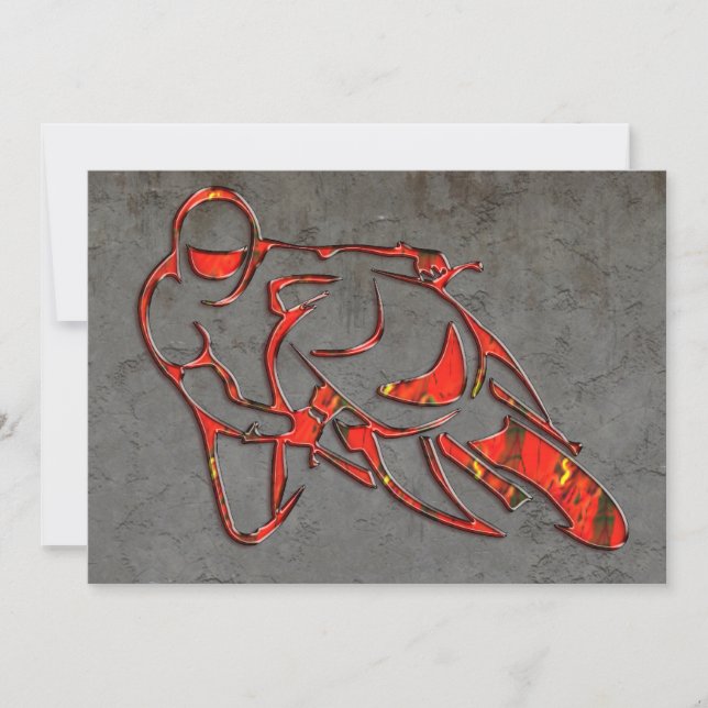 Motorcycle Logo Leaning Into Curve Red Streaks Invitation (Front)
