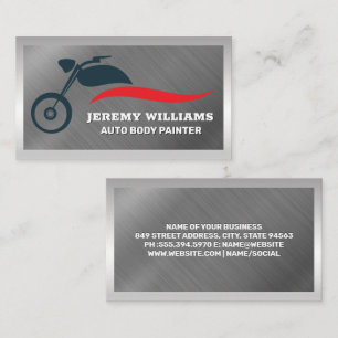 Motorcycle Logo Metallic Border Business Card