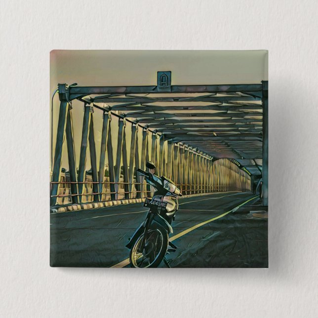 Motorcycle lover gift 15 cm square badge (Front)