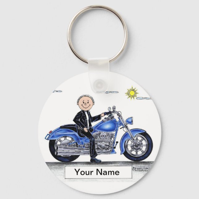 Motorcycle - Male Cartoon  Key Ring (Front)