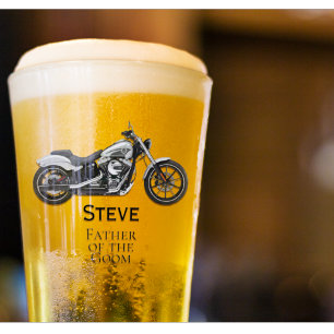 Motorcycle Men's Groomsman Father of Groom Gift Glass