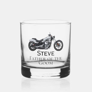 Motorcycle Men's Groomsman Father of Groom Gift Whiskey Glass